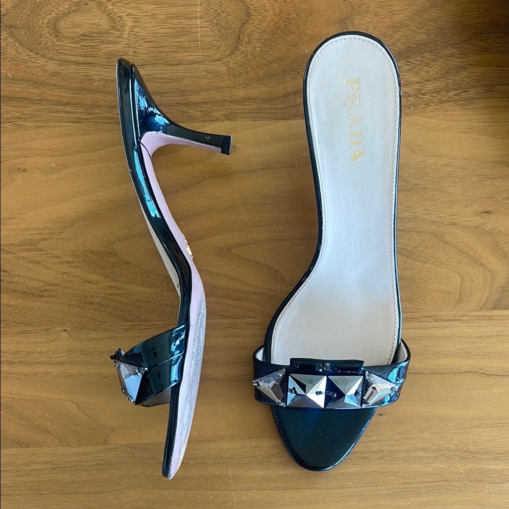 PRADA Black Studded Women's Sandals 38.5 - Picture 2 of 5